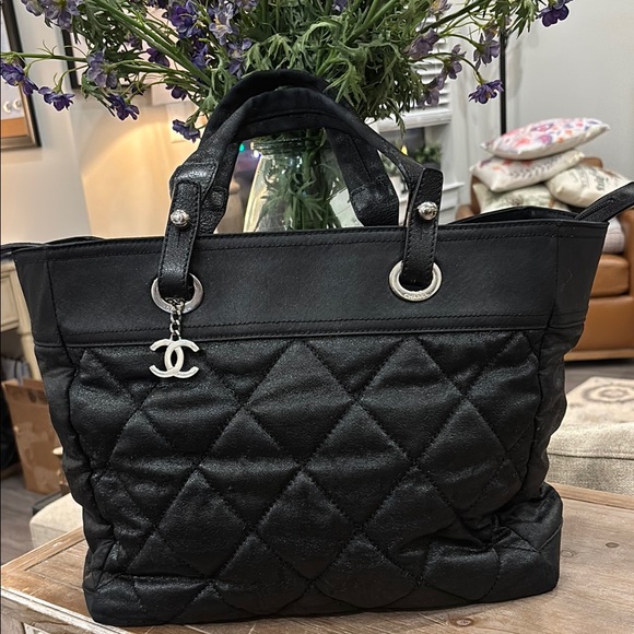 Authentic Chanel Black Quilted Canvas Paris-Biarritz Tote Bag w/COA - Picture 16 of 16